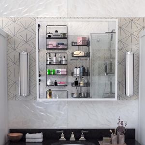 Poliana bathroom cabinet with mirror in white color 70x17x70cm