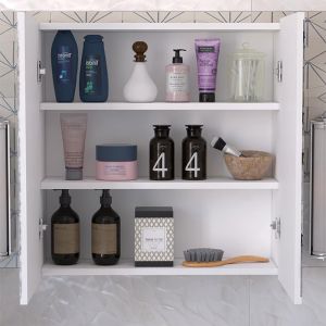 Poliana bathroom cabinet with mirror in white color 70x17x70cm