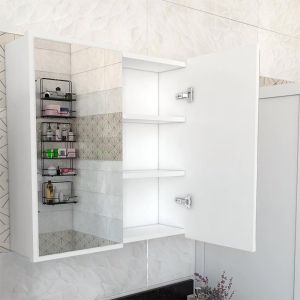 Poliana bathroom cabinet with mirror in white color 70x17x70cm
