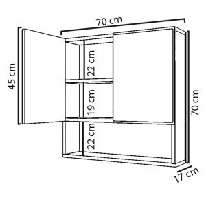 Bathroom cabinet Zante with mirror in white color 70x17x70cm