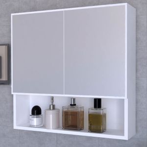 Bathroom cabinet Zante with mirror in white color 70x17x70cm