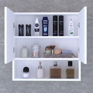Bathroom cabinet Zante with mirror in white color 70x17x70cm
