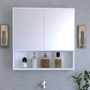 Bathroom cabinet Zante with mirror in white color 70x17x70cm
