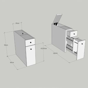 Шкаф за баня въглено сив меламин 19x60x55hcmhm9424,01