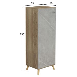 Shoe cabinet Alvaro Hm8954,11 made of melamine sonoma color/stone texture 50χ38χ135hcm