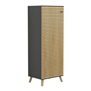 Shoe cabinet Alvaro Hm8954,15 made of melamine anthracite color/natural wood 50χ38χ135hcm