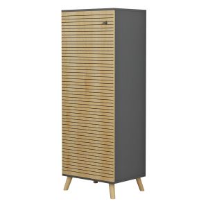 Shoe cabinet Alvaro Hm8954,15 made of melamine anthracite color/natural wood 50χ38χ135hcm