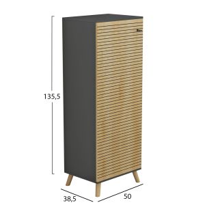 Shoe cabinet Alvaro Hm8954,15 made of melamine anthracite color/natural wood 50χ38χ135hcm