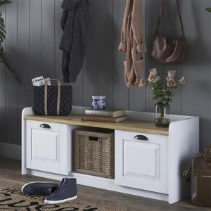 Shoe cabinet Arthur I white/walnut 120x40x45cm
