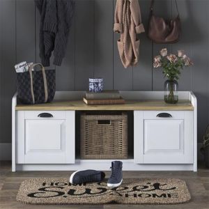 Shoe cabinet Arthur I white/walnut 120x40x45cm