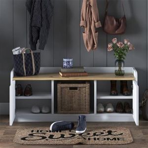 Shoe cabinet Arthur I white/walnut 120x40x45cm