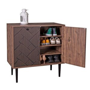 Shoe cabinet Boho-b Home 2227 with 2 doors, gray oak/black color 75*37*75
