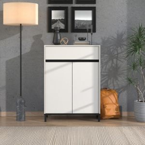 Шкаф за обувки Flannan 2k1f2v кашмир/черен матов цвят 80x40x110см