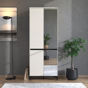 Shoe cabinet Flannan 2k4v 2og cashmere/black matte color 80x40x205cm
