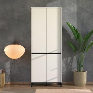 Шкаф за обувки Flannan 2k4v кашмир/черен матов цвят 80x40x205см