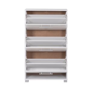 Shoe cabinet Hm2221,05 3 Levels melamine in white color 62χ24χ110hcm