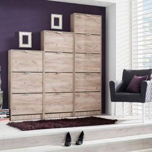 Shoe cabinet Hugo 23 in gray oak - 67x28x119cm