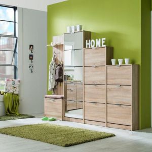 Shoe cabinet Hugo 23 in sonoma color - 67x28x119cm