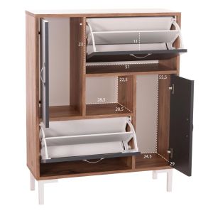 Шкаф за обувки Medy Hm18187.02 меламин в антрацит и естествено черни крака 85x30x108.5hсм.