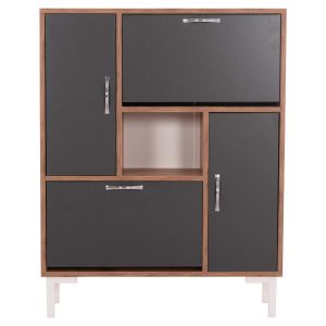 Шкаф за обувки Medy Hm18187.02 меламин в антрацит и естествено черни крака 85x30x108.5hсм.
