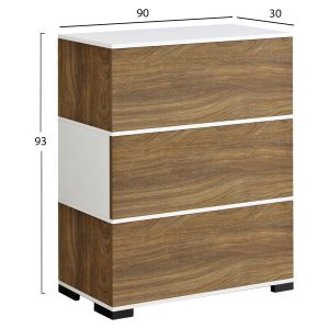 Shoe cabinet Mirabell Hm8938.11 made of melamine walnut/white 90χ30χ93hcm