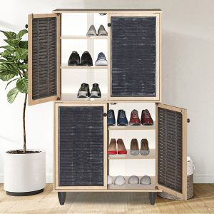 Shoe cabinet Ronan natural color 70.5x35x122cm