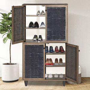 Shoe cabinet Ronan walnut color 70.5x35x122cm