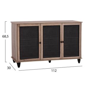 Shoe cabinet Wooden 3 Door Hm2267,02 Sonama - Black Color 112x30 Hm2267,02