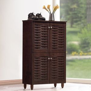 Shoe Cabinet Wooden 4 Doors Hm2210,01 Wenge 77x34x123 Hm2210,01