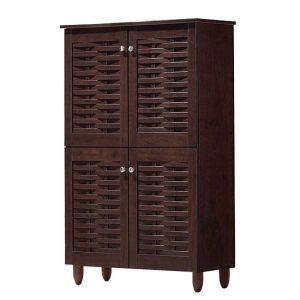 Shoe Cabinet Wooden 4 Doors Hm2210,01 Wenge 77x34x123 Hm2210,01