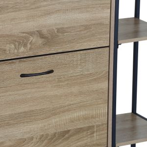 Шкаф за обувки за 12 чифта Karleva в цвят дъб с черен метал 88x24x87см