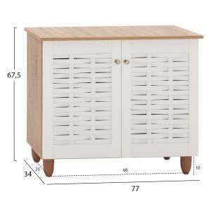 Shoe cabinet with 2 doors made of melamine, sonoma color/white Hm2208,06