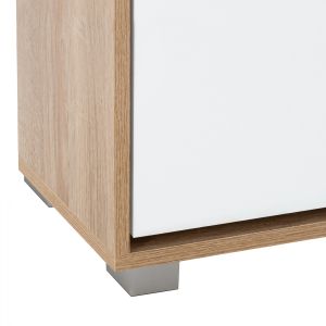 Shoe cabinet with 3 vertical doors made of melamine, sonoma color/white Hm2221,06