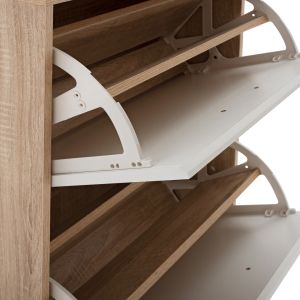 Shoe cabinet with 3 vertical doors made of melamine, sonoma color/white Hm2221,06