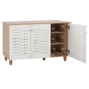 3-door melamine shoe cabinet, sonoma/white Hm2211.06