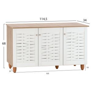 3-door melamine shoe cabinet, sonoma/white Hm2211.06