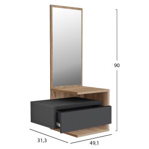 Hallway mirror cabinet Meara Hm8984.11 made of melamine, gray/sonoma color 49.1x31.3x90hcm
