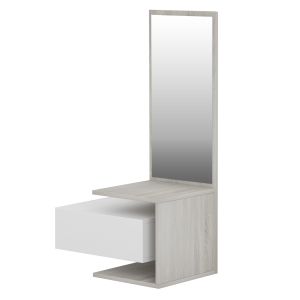 Hallway mirror cabinet Meara Hm8984.14 made of melamine, white/sonoma color 49.1x31.3x90hcm