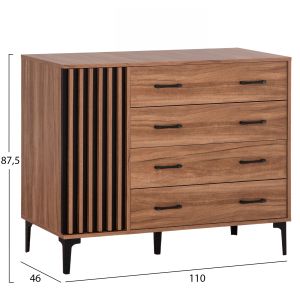 Шкаф скрин серия Harry цвят натурално дърво-черен пдч 110x46x87.5hсм Hm18009.01