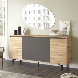 Augusta sideboard, oak/anthracite color, 160x40x78.5cm