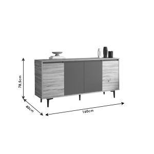 Augusta sideboard, oak/anthracite color, 160x40x78.5cm