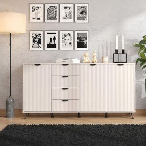Cabinet-buffet Brest 4k4f in cashmere-cashmere matte color, dimensions 183x40x91cm