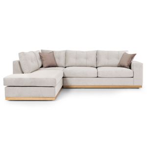 Corner sofa Boston with cream textile fabric 280x225x90cm