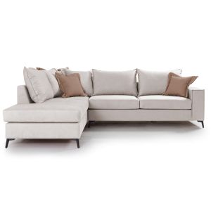Corner sofa Boston with cream textile fabric 290x235x95cm