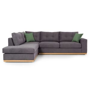 Corner sofa Boston with textile fabric in anthracite and green 280x225x90cm