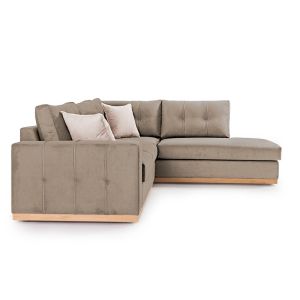 Corner sofa Boston with textile fabric, mocha color 280x225x90cm