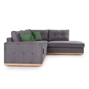 Corner sofa Boston with textile fabric, dark gray/dark green, 280x225x90cm