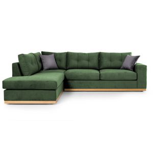 Corner sofa Boston with dark green textile fabric 280x225x90cm