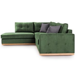 Corner sofa Boston with dark green textile fabric 280x225x90cm