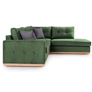 Corner sofa Boston with dark green textile fabric 280x225x90cm